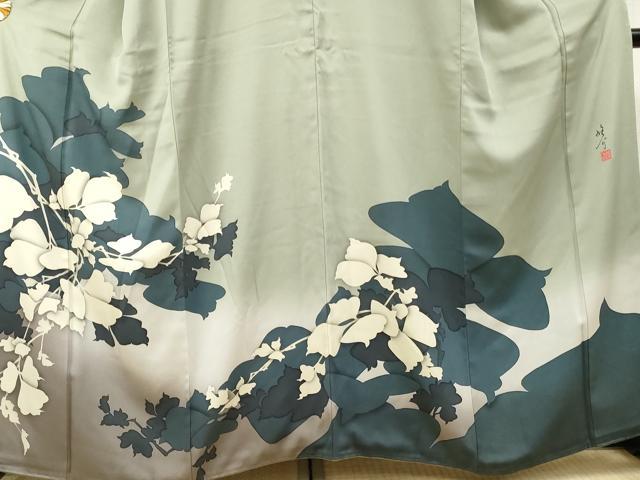 平和屋着物●京の匠日展作家　丹下雄介　色留袖　枝花文　暈し染め　正絹　逸品　AABF1071cs 平和屋着物○京の匠日展作家 丹下雄介 色留袖 枝花