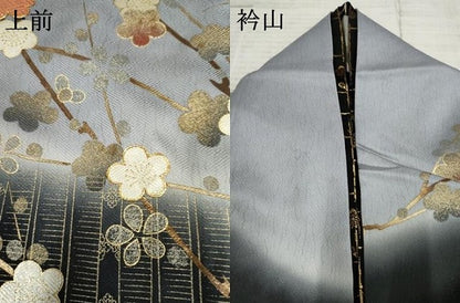 平和屋着物●訪問着　駒刺繍　枝梅文　暈し染め　金糸　金銀彩　正絹　逸品　AABF1072cs