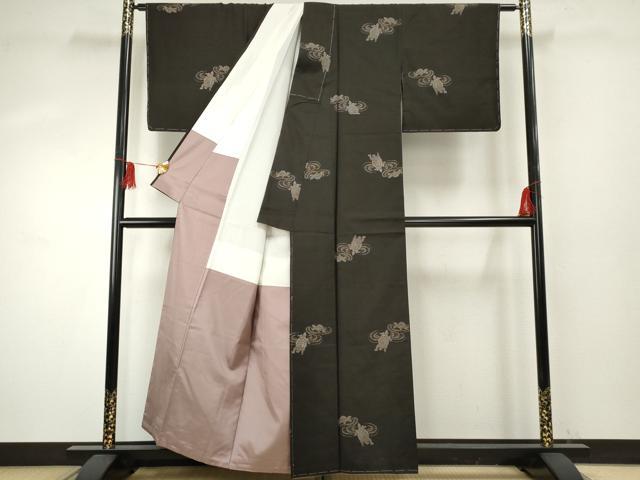 平和屋着物●本場大島紬　泥染め　地空き　カタス9マルキ　亀　正絹　逸品　未使用　AABF1074cs