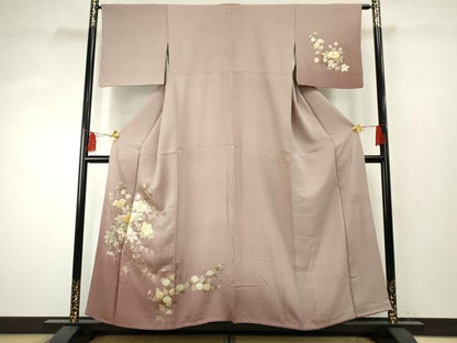 平和屋着物●金彩友禅　卓越技能者・名工・和田光正　訪問着　枝花文　暈し染め　金銀彩　正絹　逸品　AABF1075cs