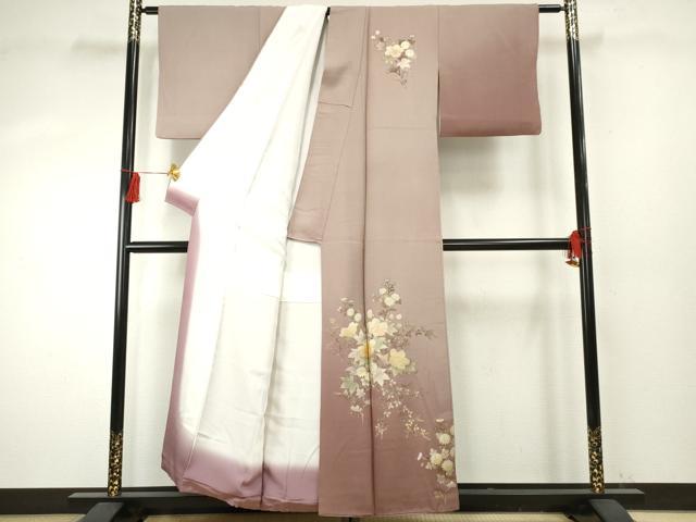 平和屋着物●金彩友禅　卓越技能者・名工・和田光正　訪問着　枝花文　暈し染め　金銀彩　正絹　逸品　AABF1075cs