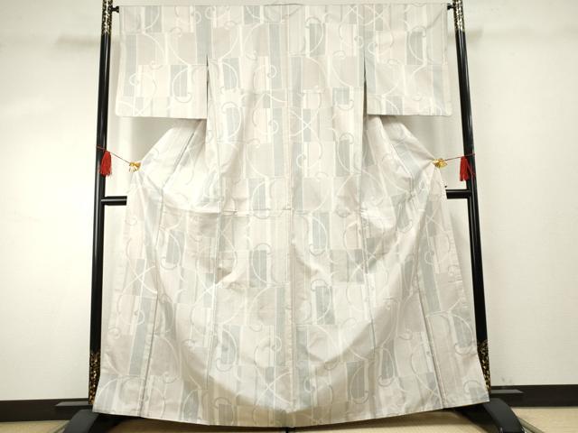 平和屋着物●本場大島紬　白大島　カタス7マルキ　唐草文　正絹　逸品　AABF1077cs