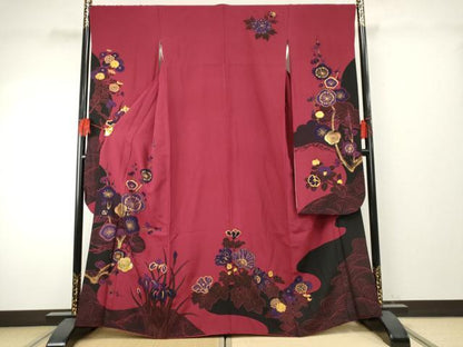 平和屋着物●豪華振袖　草花文　金彩　正絹　逸品　AABF1079cs