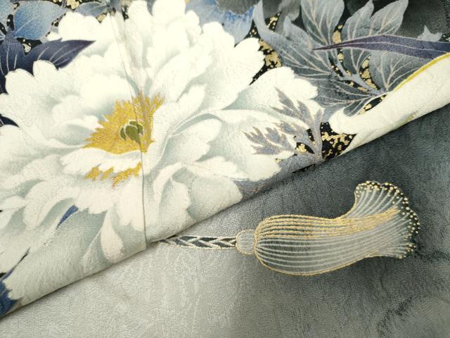 平和屋着物●世界的ファッションデザイナー　山本寛斎　kansaiブランド　振袖　華徒然　草花文　暈し染め　金銀彩　正絹　逸品　AABF1081cs
