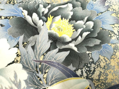 平和屋着物●世界的ファッションデザイナー　山本寛斎　kansaiブランド　振袖　華徒然　草花文　暈し染め　金銀彩　正絹　逸品　AABF1081cs