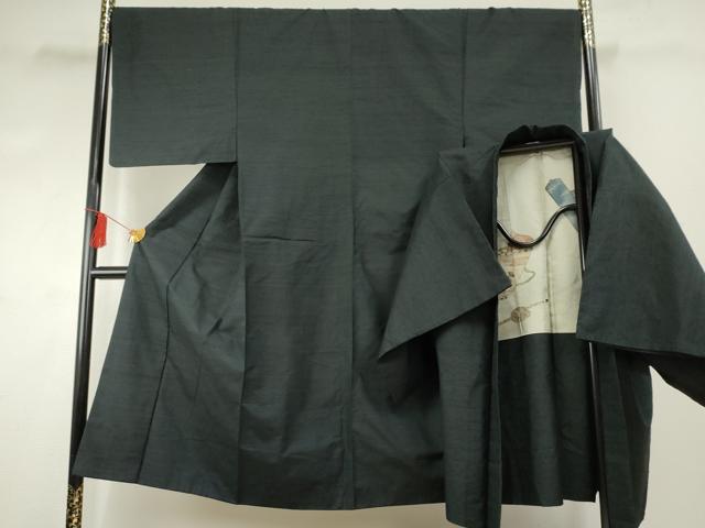 平和屋着物●男性　紬　アンサンブル　色無地　百入茶色　正絹　逸品　AABF1084cs