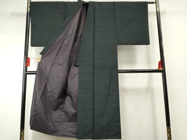 平和屋着物●男性　紬　アンサンブル　色無地　百入茶色　正絹　逸品　AABF1084cs