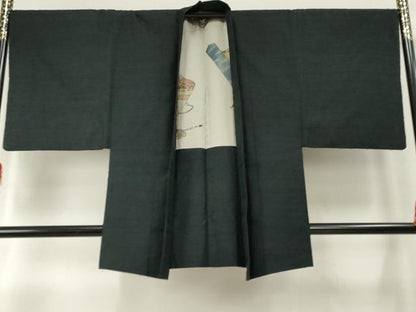 平和屋着物●男性　紬　アンサンブル　色無地　百入茶色　正絹　逸品　AABF1084cs