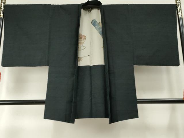 平和屋着物●男性　紬　アンサンブル　色無地　百入茶色　正絹　逸品　AABF1084cs