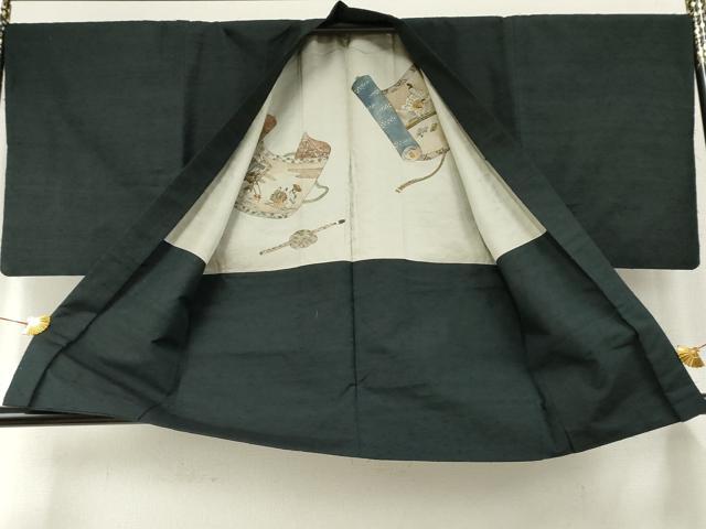 平和屋着物●男性　紬　アンサンブル　色無地　百入茶色　正絹　逸品　AABF1084cs