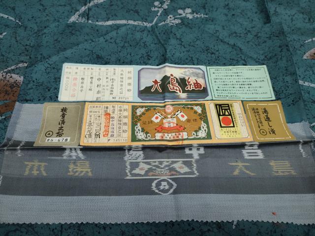平和屋着物●本場大島紬　染大島　訪問着　作家物　勉　芝に枝葉　中昌紬織物謹製　証紙付き　正絹　逸品　AABF1086cs