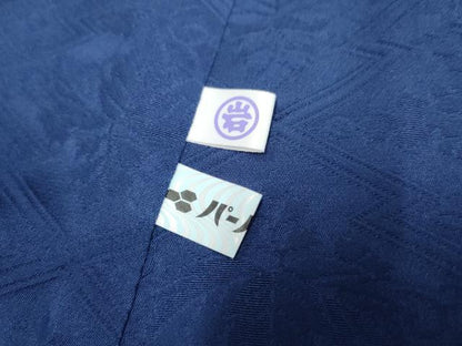 平和屋着物●藍造り国選定無形文化財 藍師・佐藤昭人 中西秀典 色無地 御所車雲重ね地紋 瑠璃紺色 紫香苑 反端付き 逸品 未使用 AABF1087cs