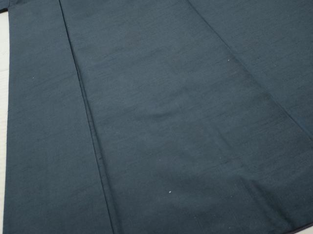 平和屋着物●男性 紬 アンサンブル 長襦袢(袷)セット 色無地 笛紺色 キングサイズ 正絹 逸品 AABF1088cs