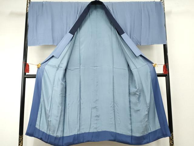 平和屋着物●男性 紬 アンサンブル 長襦袢(袷)セット 色無地 笛紺色 キングサイズ 正絹 逸品 AABF1088cs
