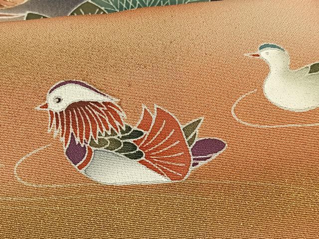 平和屋着物■豪華黒留袖 刺繍 鴛鴦花文 暈し染め 金糸 金彩 正絹 逸品 AABF1124oa
