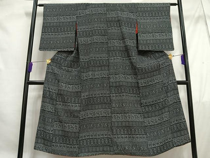 平和屋着物■上質なお召 人物壁画文 梅 正絹 逸品 AABF1126oa