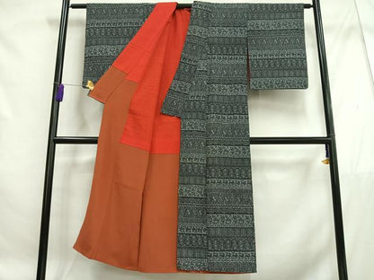 平和屋着物■上質なお召 人物壁画文 梅 正絹 逸品 AABF1126oa