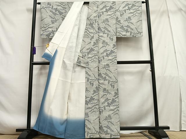 平和屋着物■上質な紬 風景樹林文 正絹 逸品 AABF1128oa
