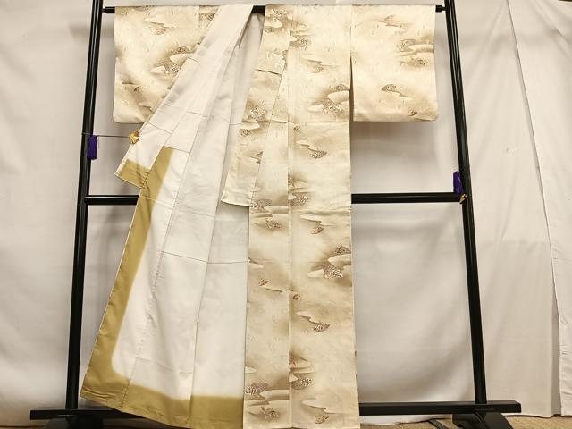 平和屋着物■小紋　扇面花文　暈し染め　金彩　洗える着物　AABF1144oa