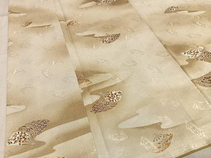 平和屋着物■小紋　扇面花文　暈し染め　金彩　洗える着物　AABF1144oa