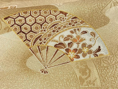 平和屋着物■小紋　扇面花文　暈し染め　金彩　洗える着物　AABF1144oa