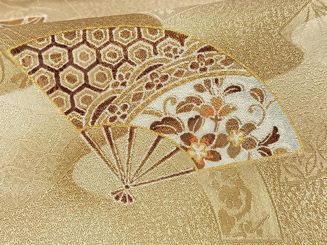 平和屋着物■小紋　扇面花文　暈し染め　金彩　洗える着物　AABF1144oa