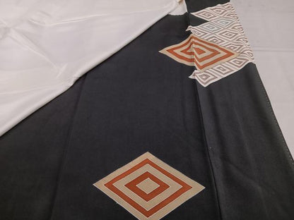 平和屋着物■豪華黒留袖　駒刺繍　菱文　金彩　正絹　逸品　AABF1206oa