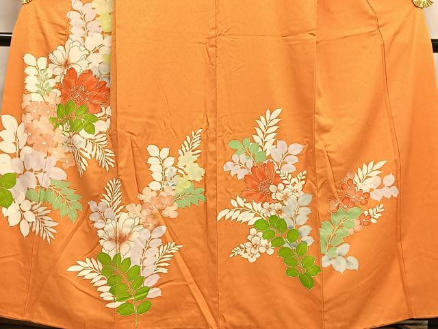 平和屋着物■訪問着　刺繍　草花文　金糸　正絹　逸品　AABF1221oa