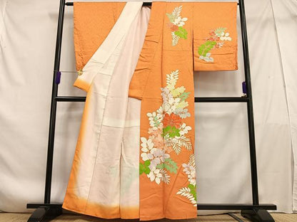 平和屋着物■訪問着　刺繍　草花文　金糸　正絹　逸品　AABF1221oa