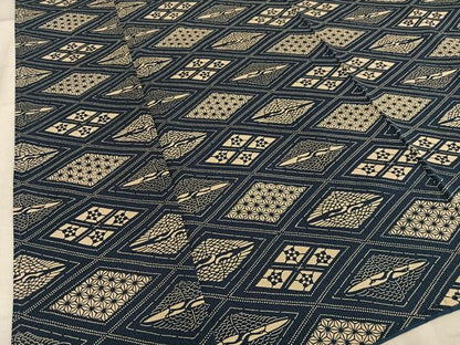 平和屋着物■上質な小紋　型染め　双鳥菱文　正絹　逸品　AABF1237oa