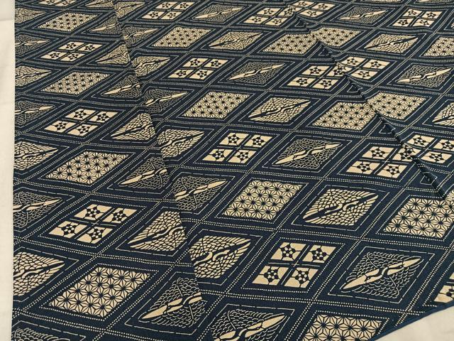 平和屋着物■上質な小紋　型染め　双鳥菱文　正絹　逸品　AABF1237oa