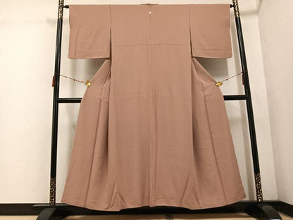 平和屋着物■上質な色無地　白茶色　正絹　逸品　AABF1278ph