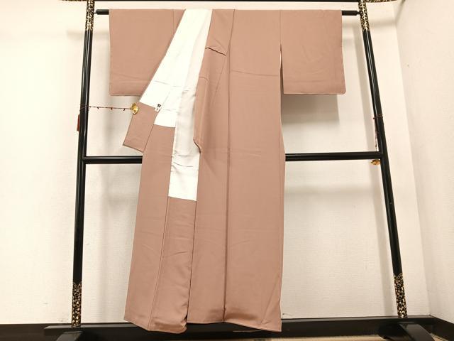 平和屋着物■上質な色無地　白茶色　正絹　逸品　AABF1278ph