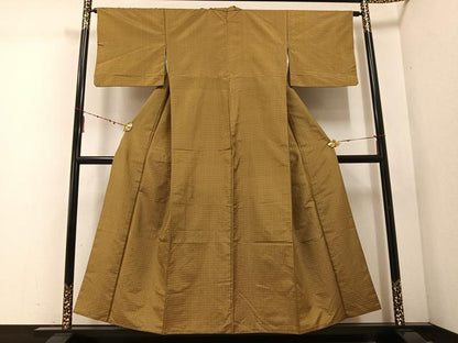 平和屋着物■上質な紬　格子　正絹　逸品　AABF1293ph