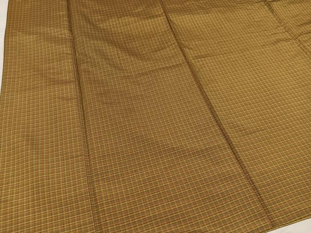 平和屋着物■上質な紬　格子　正絹　逸品　AABF1293ph