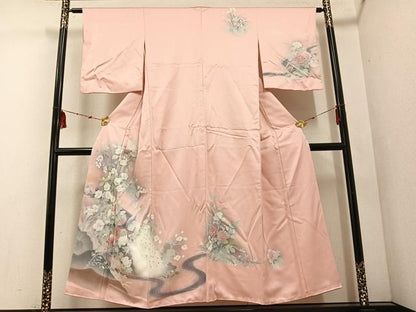 平和屋着物■訪問着　孔雀花文　暈し染め　金彩　正絹　逸品　AABF1299ph