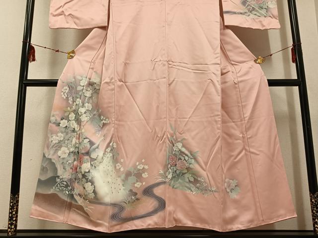 平和屋着物■訪問着　孔雀花文　暈し染め　金彩　正絹　逸品　AABF1299ph