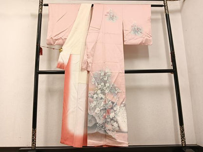 平和屋着物■訪問着　孔雀花文　暈し染め　金彩　正絹　逸品　AABF1299ph