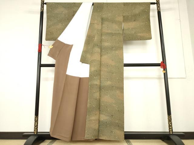 平和屋着物●喜多長蔵 萬葉染　小紋　萬葉染　花弁　うさぎ　正絹　逸品　AABF1324ck 平和屋着物○喜多長蔵 萬葉染 小紋 萬葉染 花弁 うさぎ 正絹 逸品