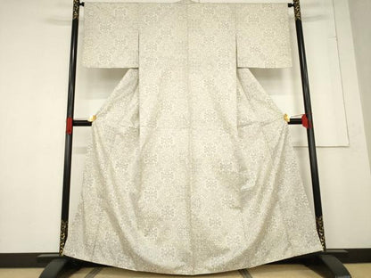 平和屋着物●本場大島紬　白大島　200亀甲　花天井文　正絹　逸品　AABF1325ck
