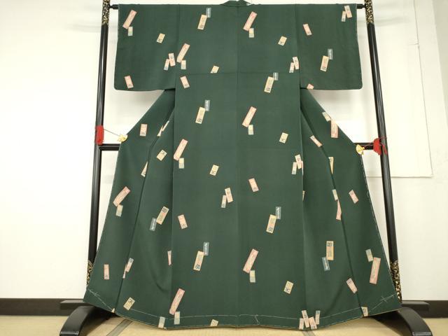 平和屋着物●上質な小紋　千社札　正絹　逸品　未使用　AABF1326ck