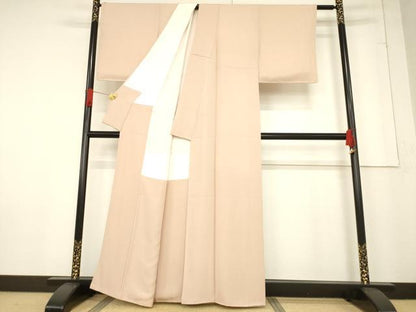 平和屋着物●上質な色無地　水柿色　正絹　逸品　未使用　AABF1330ck