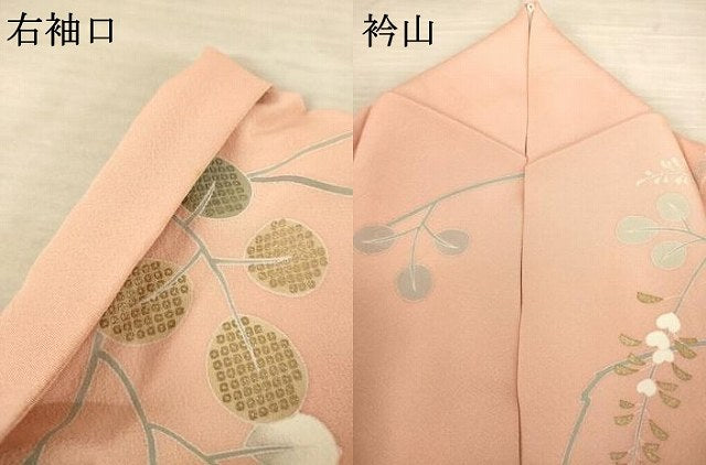 平和屋着物●訪問着　作家物　白鳳　駒刺繍　誰が袖花文　金彩　正絹　逸品　AABF1332ck
