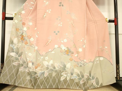 平和屋着物●訪問着　作家物　白鳳　駒刺繍　誰が袖花文　金彩　正絹　逸品　AABF1332ck