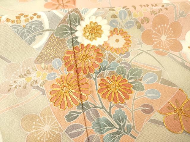 平和屋着物●訪問着　作家物　白鳳　駒刺繍　誰が袖花文　金彩　正絹　逸品　AABF1332ck