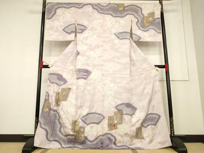 平和屋着物●訪問着　駒刺繍　絞り　色紙重ね花文　金彩　ますいわ屋扱い　正絹　逸品　AABF1333ck
