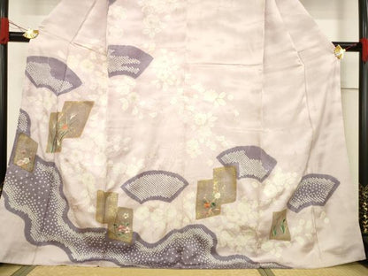 平和屋着物●訪問着　駒刺繍　絞り　色紙重ね花文　金彩　ますいわ屋扱い　正絹　逸品　AABF1333ck