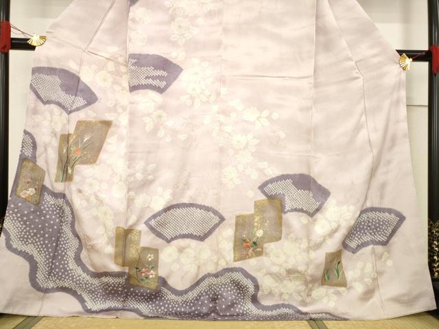 平和屋着物●訪問着　駒刺繍　絞り　色紙重ね花文　金彩　ますいわ屋扱い　正絹　逸品　AABF1333ck