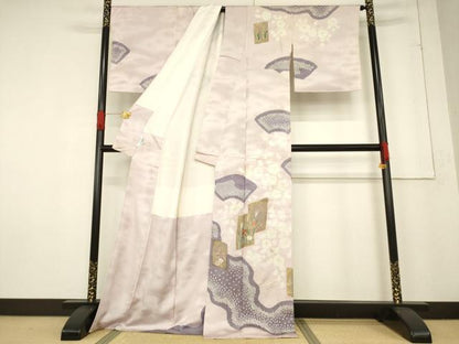 平和屋着物●訪問着　駒刺繍　絞り　色紙重ね花文　金彩　ますいわ屋扱い　正絹　逸品　AABF1333ck