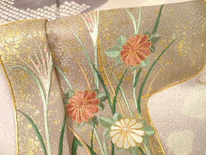 平和屋着物●訪問着　駒刺繍　絞り　色紙重ね花文　金彩　ますいわ屋扱い　正絹　逸品　AABF1333ck